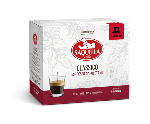 Saquella Caffè Classico Espresso Forte Napoletano – 100 Nespresso-kompatible Kapseln