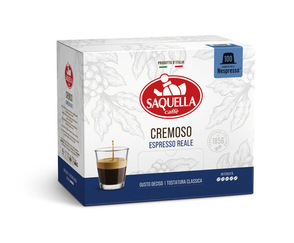 Saquella Caffè Cremoso Espresso Reale – 100 Nespresso-kompatible Kapseln